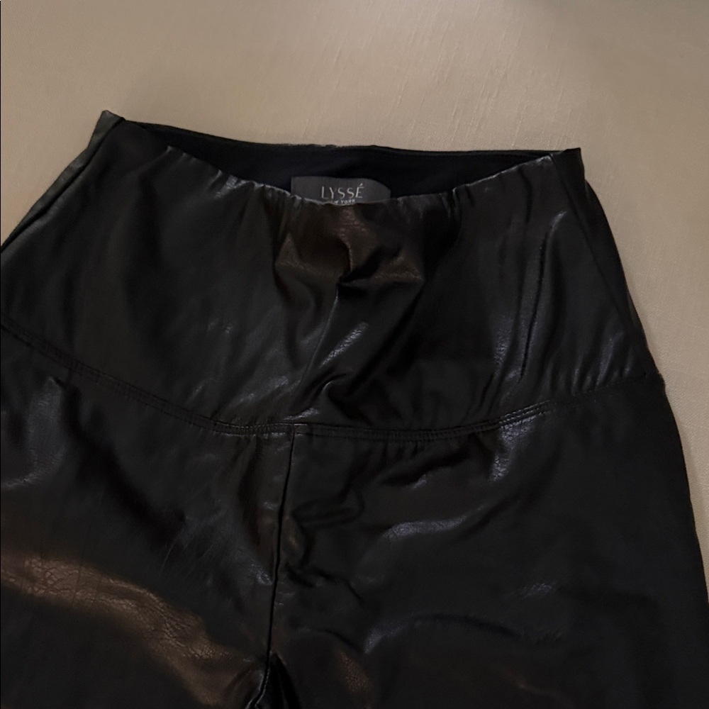 LYSSE Black Faux Leather Leggings - Shiny Stretch Fit